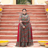 Gulmohar Slit Anarkali with Skirt Set