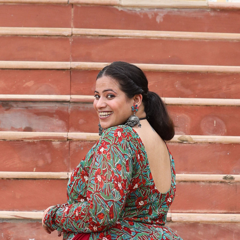Gulmohar Slit Anarkali with Skirt Set
