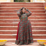 Gulmohar Slit Anarkali with Skirt Set