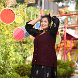 Woollen Cranberry Maroon Sleeveless Knitted Cardigan