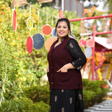 Woollen Cranberry Maroon Sleeveless Knitted Cardigan