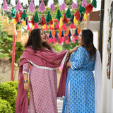 Azure Blue Floral Chikan Lace Kurta