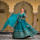 Mayura Blue Sequin Embroidered Lehenga  Set