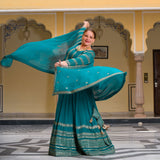 Mayura Blue Sequin Embroidered Lehenga  Set