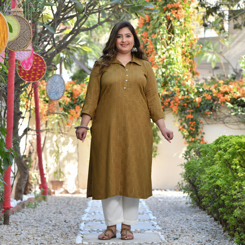 Pickled Olive Rayon Kurta