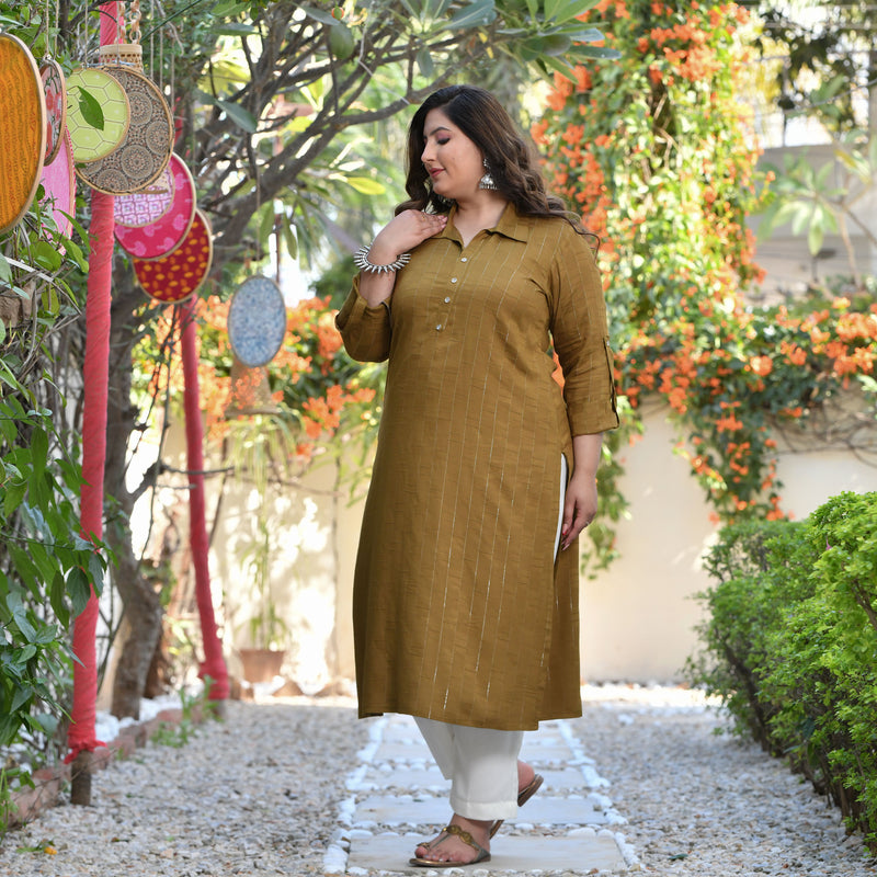 Pickled Olive Rayon Kurta