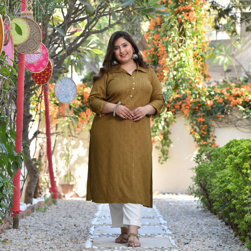 Pickled Olive Rayon Kurta