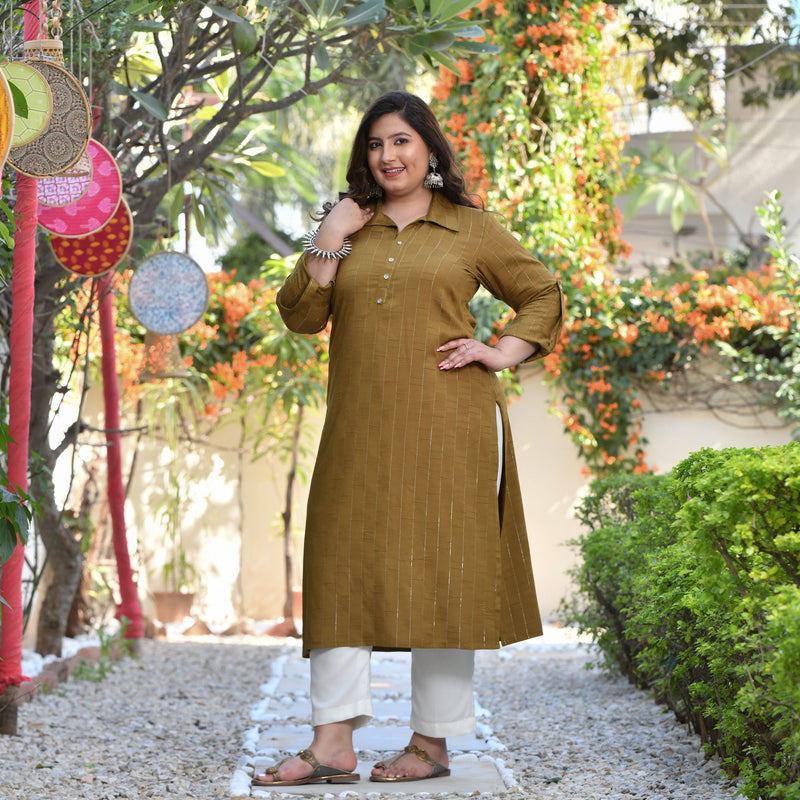 Pickled Olive Rayon Kurta