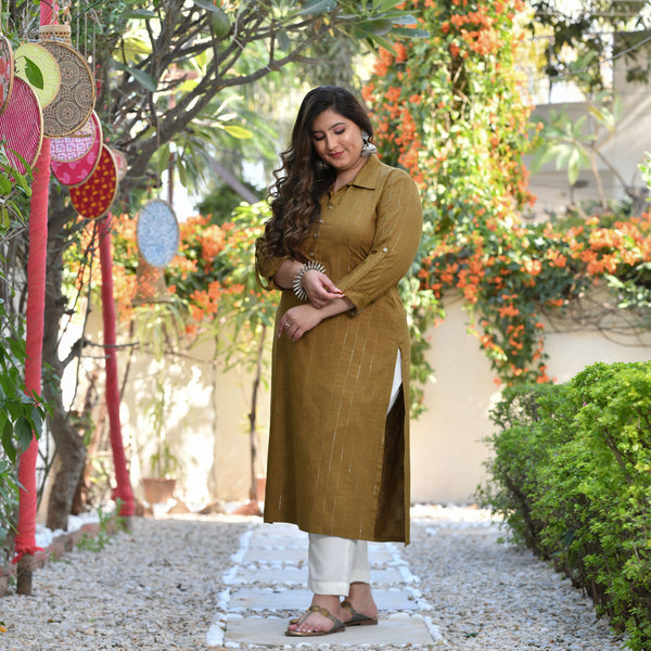 Pickled Olive Rayon Kurta
