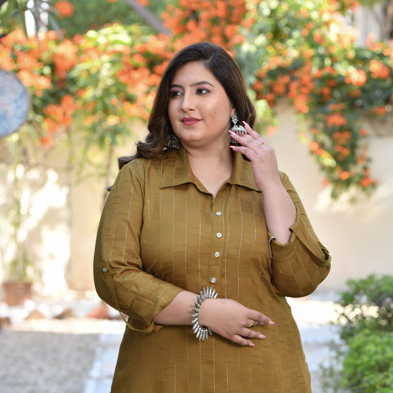 Pickled Olive Rayon Kurta