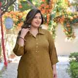 Pickled Olive Rayon Kurta