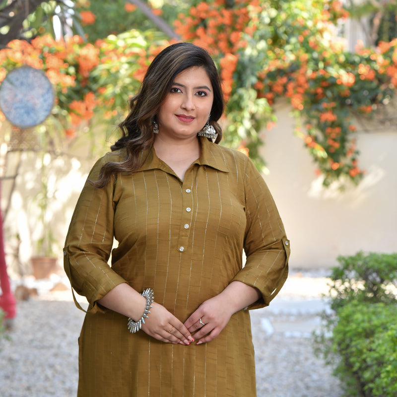 Pickled Olive Rayon Kurta
