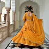 Meteor Yellow Mirror Work Lehenga Set