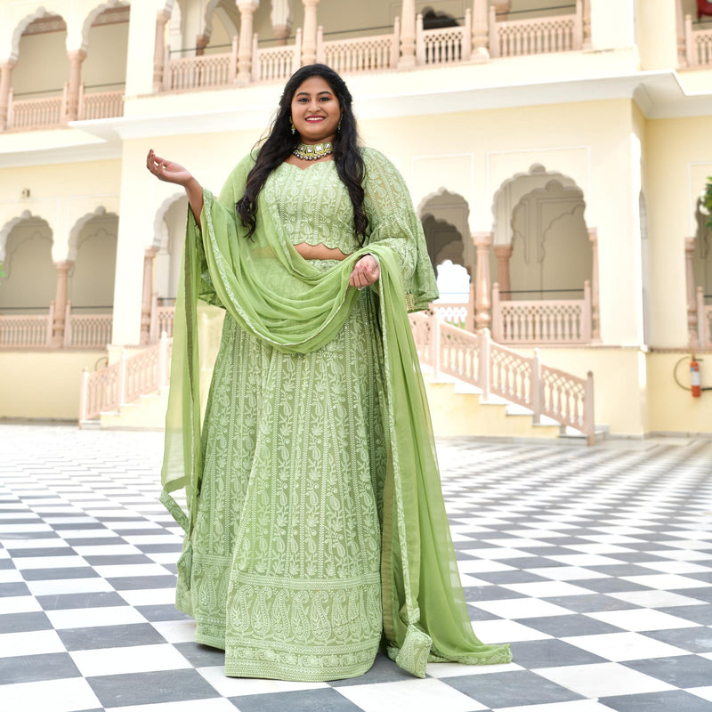 Moon Mist Chikankari Lehenga Set