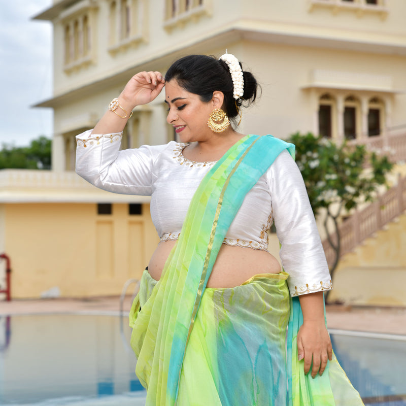 Moti Sa Safeed Gota Patti Blouse