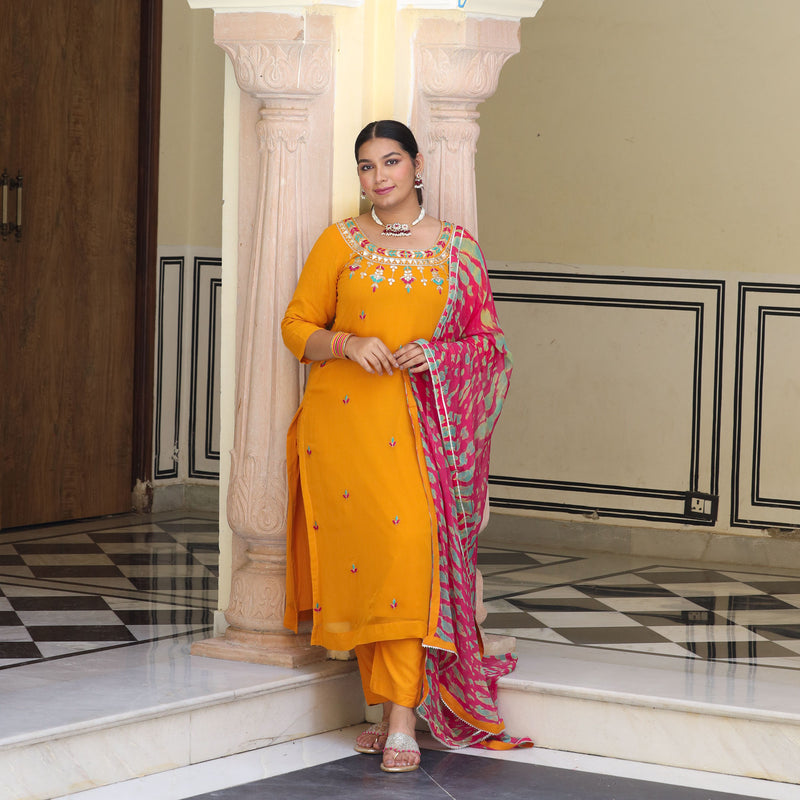Sunrise Blossom Gota Patti Handwork Pure Georgette Kurta