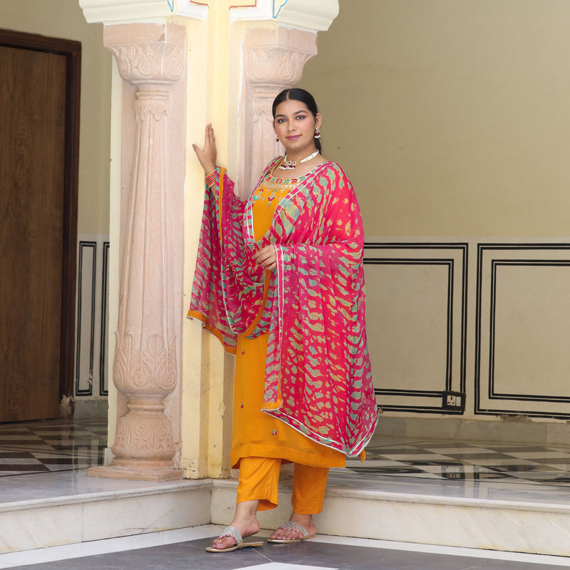 Sunrise Blossom Gota Patti Handwork Pure Georgette Kurta
