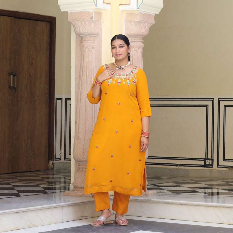 Sunrise Blossom Gota Patti Handwork Pure Georgette Kurta