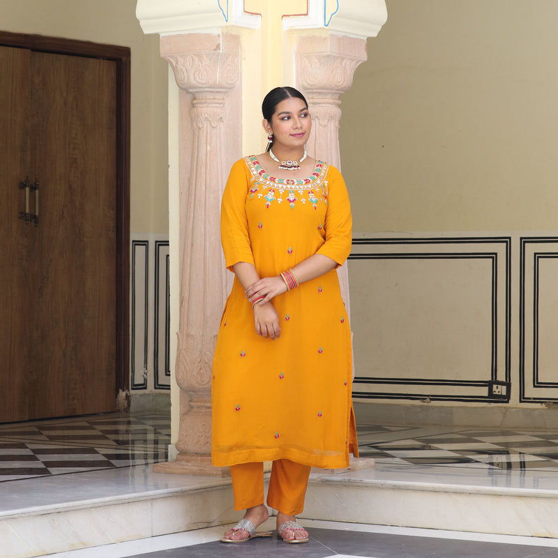 Sunrise Blossom Gota Patti Handwork Pure Georgette Kurta