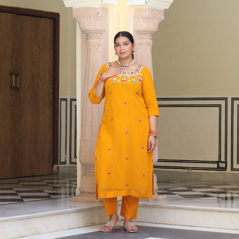 Sunrise Blossom Gota Patti Handwork Pure Georgette Kurta