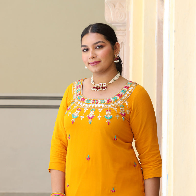 Sunrise Blossom Gota Patti Handwork Pure Georgette Kurta