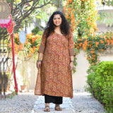 Regal Maroon Kalamkari Printed Modal Kurta