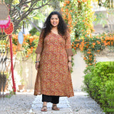 Regal Maroon Kalamkari Printed Modal Kurta