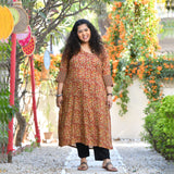 Regal Maroon Kalamkari Printed Modal Kurta