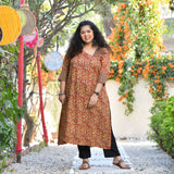 Regal Maroon Kalamkari Printed Modal Kurta