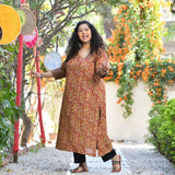 Regal Maroon Kalamkari Printed Modal Kurta