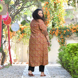 Regal Maroon Kalamkari Printed Modal Kurta