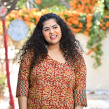 Regal Maroon Kalamkari Printed Modal Kurta