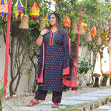 Blooming Blue Floral Cotton Suit Set