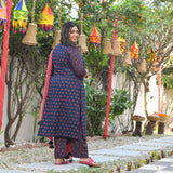 Blooming Blue Floral Cotton Suit Set