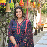 Blooming Blue Floral Cotton Suit Set