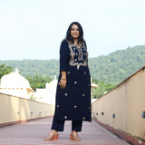Mystical Blue Gota Patti Handwork Pure Georgette Suit Set