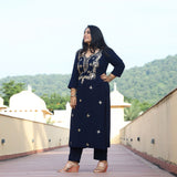 Mystical Blue Gota Patti Handwork Pure Georgette Suit Set