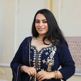 Mystical Blue Gota Patti Handwork Pure Georgette Kurta