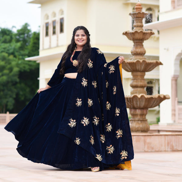Navy Blue Velvet Majesty Stole