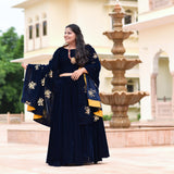 Navy Blue Velvet Majesty Lehenga Set