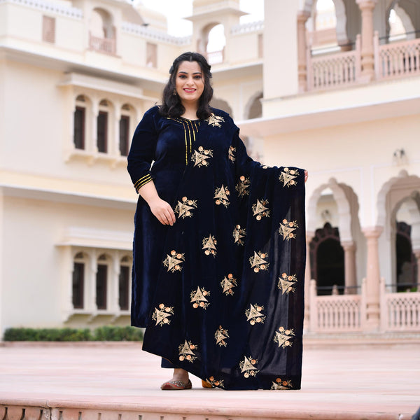 Navy Blue Velvet Majesty Stole