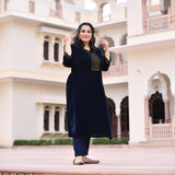 Navy Blue Velvet Majesty Suit Set