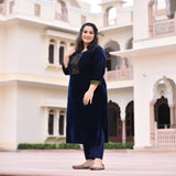 Navy Blue Velvet Majesty Suit Set