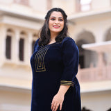 Navy Blue Velvet Majesty Suit Set