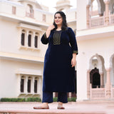 Navy Blue Velvet Majesty Suit Set