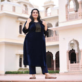 Navy Blue Velvet Majesty Suit Set