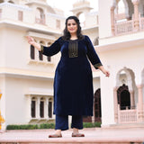 Navy Blue Velvet Majesty Suit Set