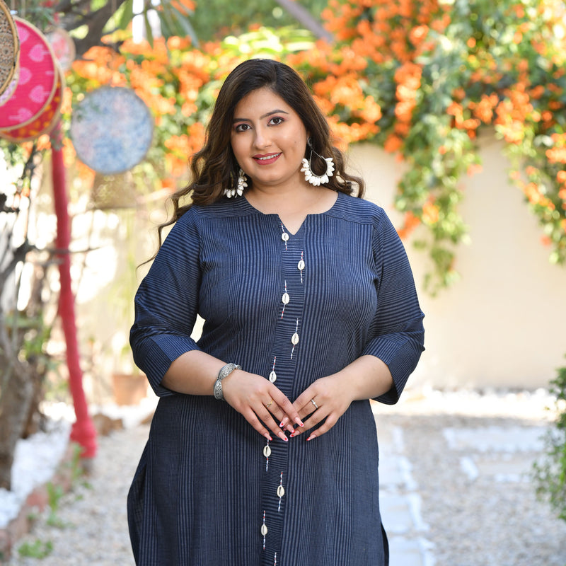 Ocean Mermaid Hand Embroidered Rayon Kurta