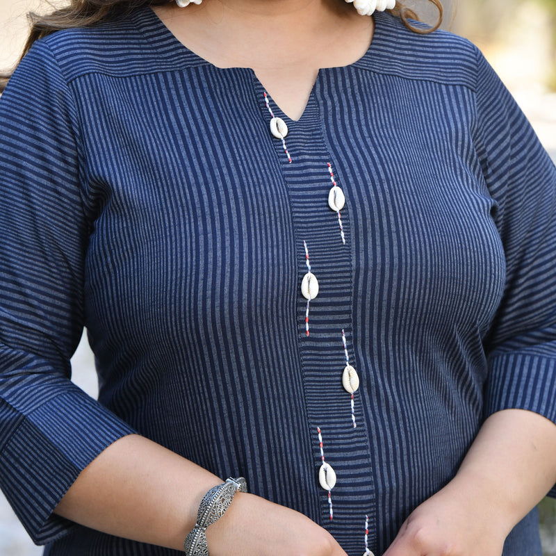 Ocean Mermaid Hand Embroidered Rayon Kurta