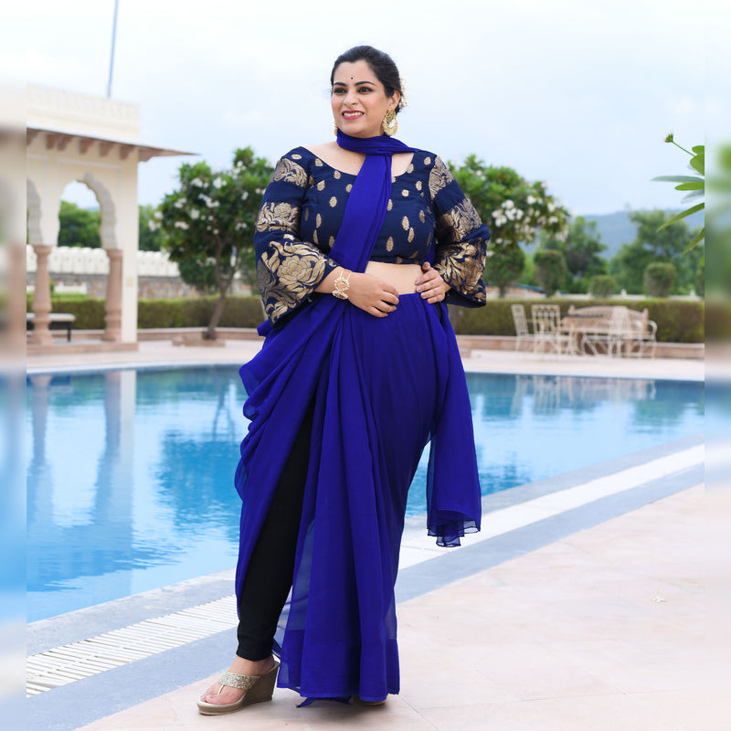 Ocean And The Golden Waves Banarasi Blouse